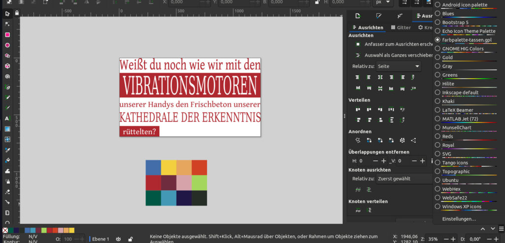 Howto eigene Farbpalette für Inkscape Gimp und Co Irgendlink Shop