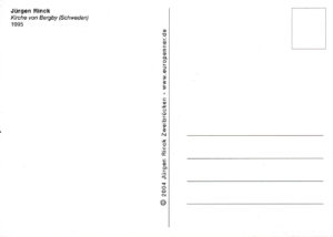 Postkartenrückseite schwarz-weiß mit Adressfeld und Linierung.